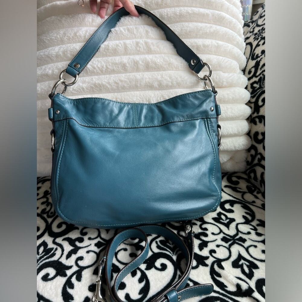 Coach 1941 Zoe Hobo in Teal Blue Leather F14707 HTF Color